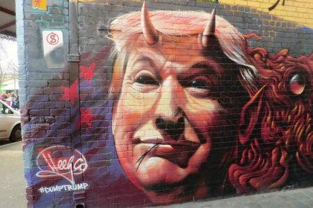 Trump-Fehler: Ein Graffiti mit Trump als Teufel