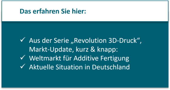 Aus der Serie „Revolution 3D-Druck“,Markt-Update, kurz & knapp: Weltmarkt für Additive Fertigung Aktuelle Situation in Deutschland